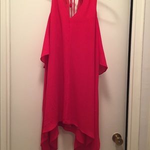 Adeline Rae Coral cold shoulder dress